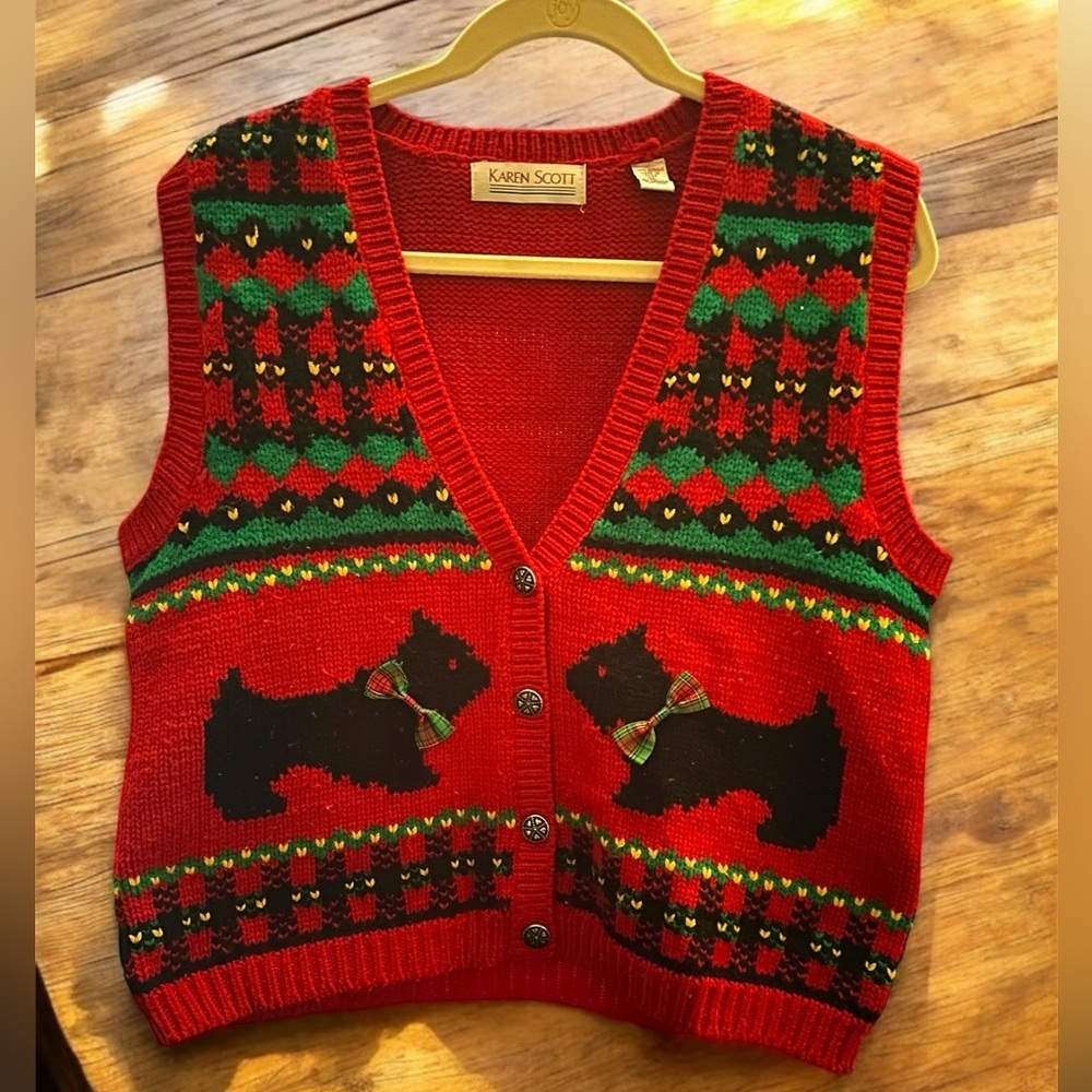 Karen Scott Red vintage‎ Sweater Vest M